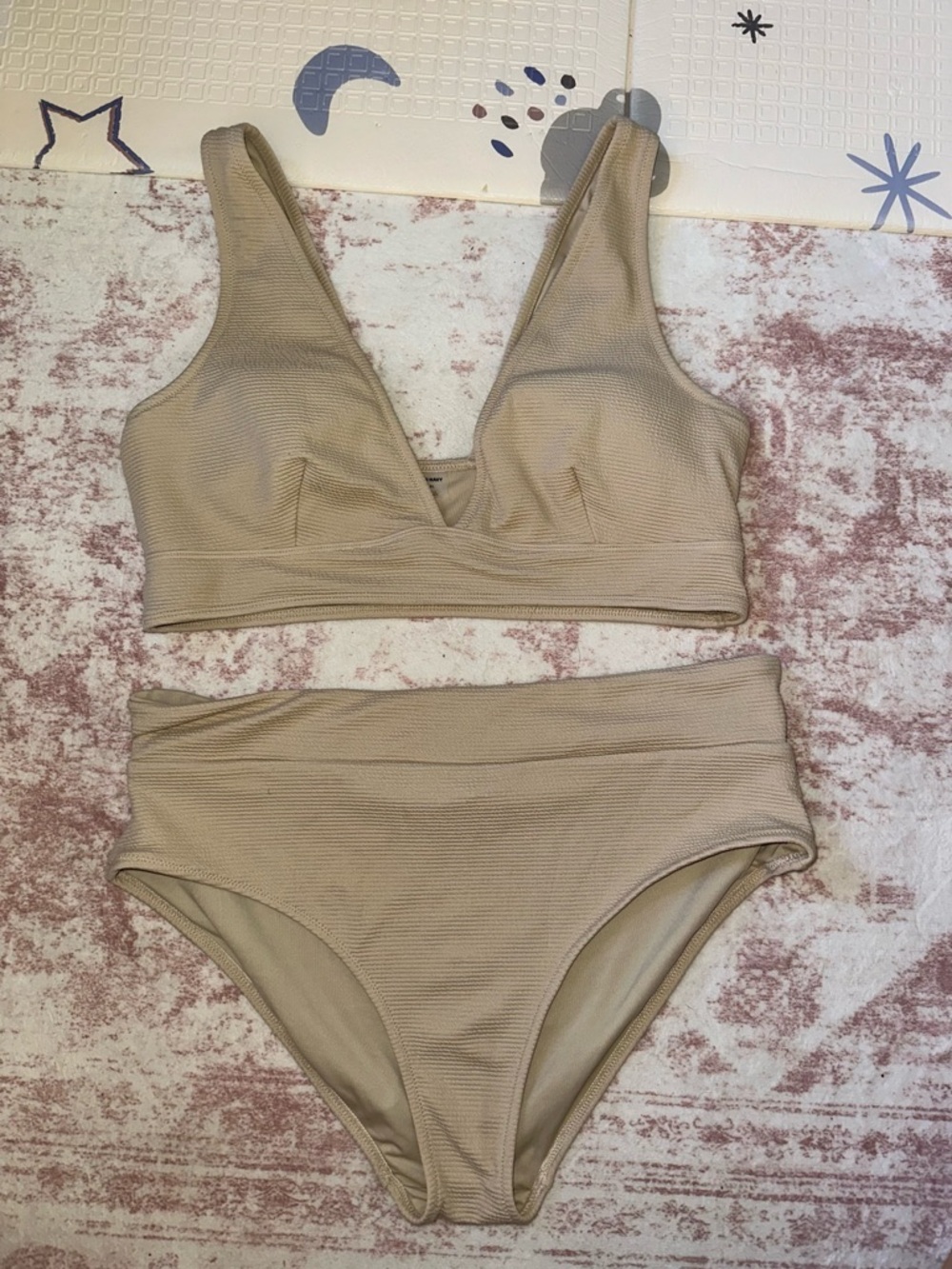 Old Navy size XXL tan beige two piece bikini swimsuit EUC
